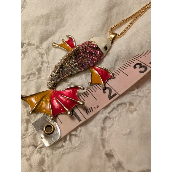 Betsey Johnson Koi Fish Pendant Necklace Y2K Retired Fairycore Cottagecore NWT - Picture 7 of 9